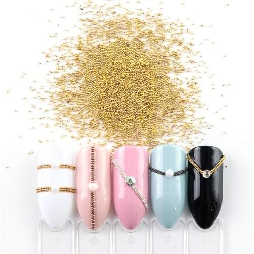 50g 0.6mm Charm Beads Nail Art Decoration Studs Micro Ball Steel Caviar Metal Stainless Ball Gold Silver Rose