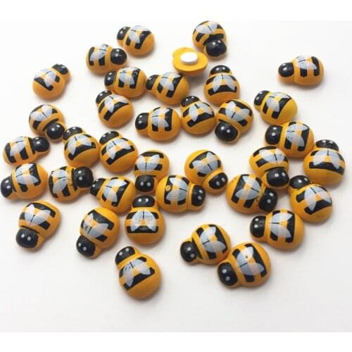 500pcs 12X15MM Wooden Yellow Bees Self-ahesive Stickers Embellishments For Cardmaking Scrapbooking Easter DIY Crafts