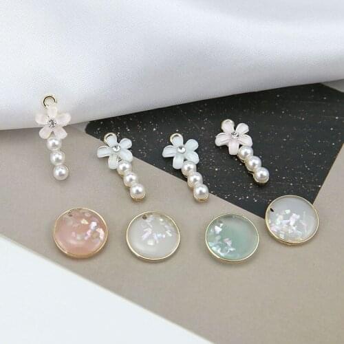 6pcs 2020 Vintage Drop Pearl Earrings Fresh Pink Green Glitter Round Pearl Flower Earrings For Women Diy Jewelry Accessories
