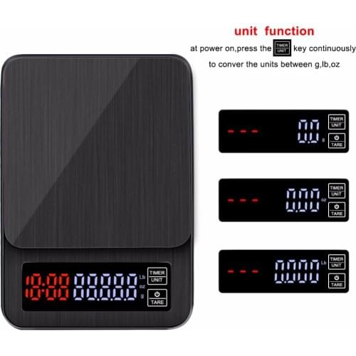 Household coffee weighs 0.1g timekeeping kitchen electronic scales hand-made coffee scales with USB DC power supply