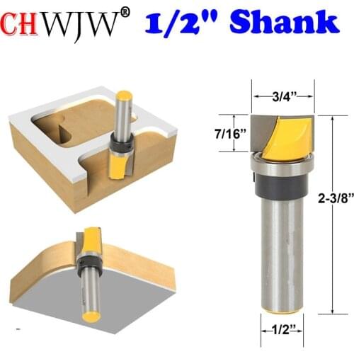 CHWJW 1/2" Shank 1pc Mortise/Template Trim Router Bit - Bottom Cleaning - Woodworking Tenon Cutter for Woodworking Tools