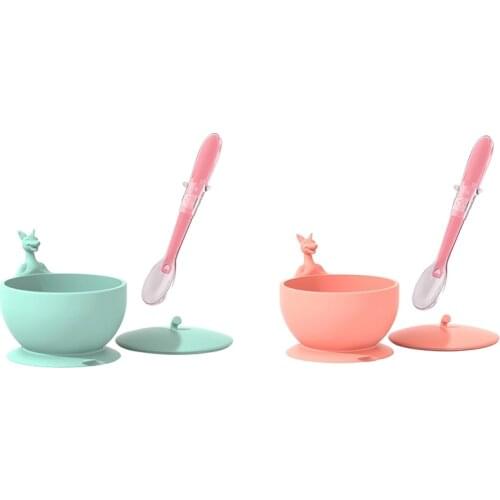 Kids Anti-Fall Kangaroo Bowl Tableware Set Kid Dinner Plate Baby Training Bowl Spill-Proof Solid Feeding Dishes