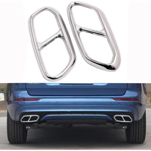 For Volvo XC90 S90 XC60 2014-2019 Car Rear Dual Exhaust Muffler End Pipe Stickers Cover Trims Accessories Stainless Steel 2PCS