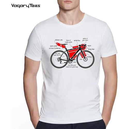 Mens Creative cycling Lover Bikepacking Funny Gear List Print Short Sleeve T-Shirt Hipster O-neck Design Tops streetwear Tee