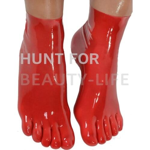 Hot Rubber Socks with five Toes natural latex hosen sexy seamless sox Unisex