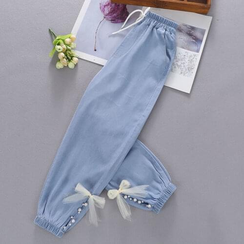Summer Female Treasure Thin Jeans New Style Big Boy Western Style Girl Trousers Fashionable Trend Suitable For 5-15 Years