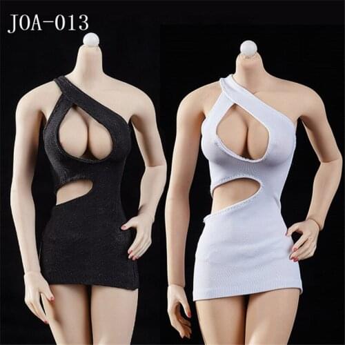 1/6 scale female girl woman sexy white black dress model for 12 inches PH UD large breast boobs body figure