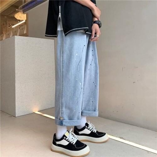2021 Mens Baggy Homme Classic Wash Jeans Black/blue Casual Pants Loose Fashion Trend Oversized Biker Denim Trousers S-3XL