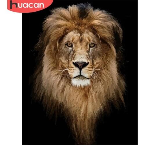 HUACAN Paint By Number Frame Lion Handpainted Unique Gift Oil Painting By Numbers Animal Kits Home Decor For Adulte