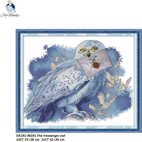 Joy Sunday The Messenger Owl Pattern Cross Stitch Kits 11CT Printed Fabric 14CT Canvas DMC Counted Chinese Embroidery Set