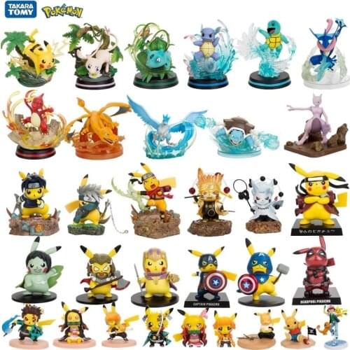 Genuine Pokemon 9 -31cm Action Anime Figures Bulbasaur Squirtle Pikachu Cosplay Series Collection Model Dolls Pocket Monster