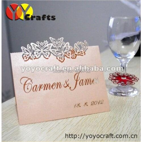 New Laser Cut Pearl Paper table decoration butterfly Seat Cards Table Cards wedding invites