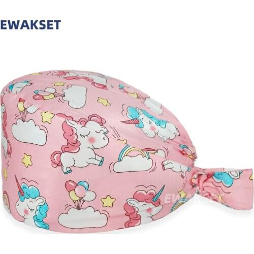 Wholesale unisex High Quality Cotton breathable scrubs caps women printing tooth Beauty scrub hat pet Health service work hat