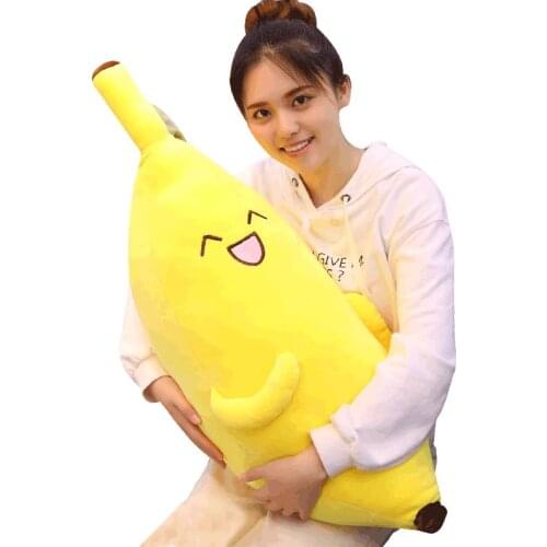 Plush toy banana pillow soft giant cartoon yellow fruit toy girl holding sleeping pillow gift props decoration 35inch 90cm