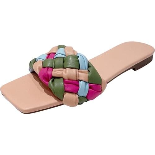 Fashion Brand Weave Women Slipper Ladies Slides Shoes Summer Flat Heel Casual Open Toe Outdoor Beach Sandal Flip Flops