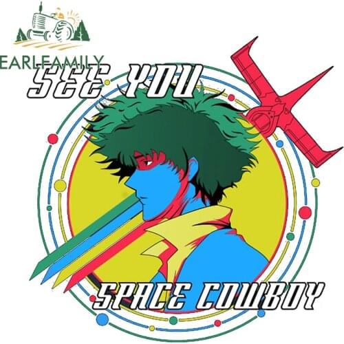 EARLFAMILY 13cm x 12.8cm for Cowboy Bebop Vinyl Car Stickers Anime Motorcycle Helmet Waterproof DIY Personality Snowboard Decal