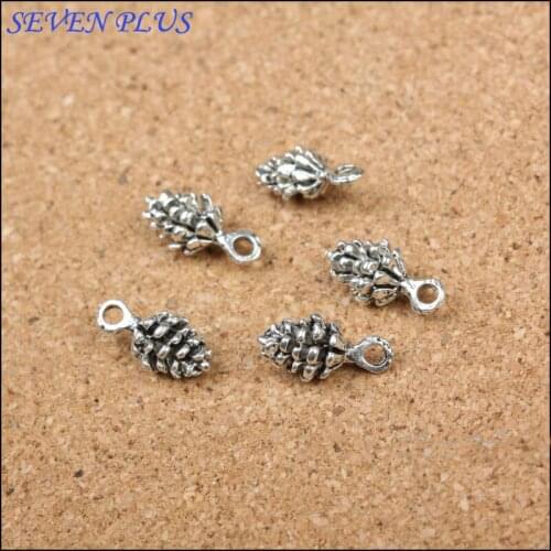 High quality 25 PCS/Lot 14mm*7mm antique silver plated pine cone charm diy jewelry making charms