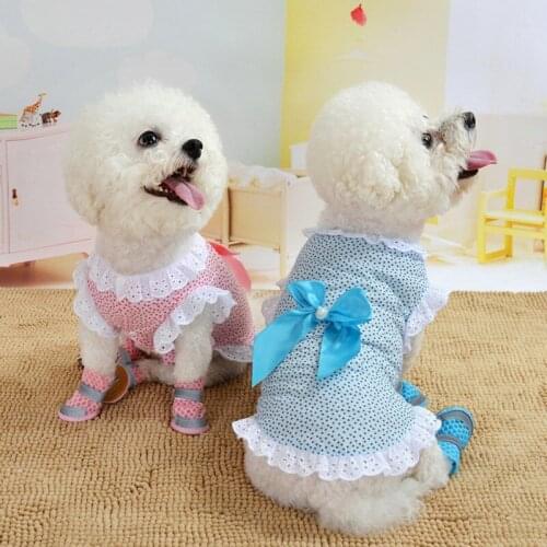 Pet Dog Big Bow Skirt Beautiful Cute Dog Lace Dress Comfortable Spring Summer Puppy Shirt Home Pets Clothing