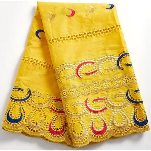 Zhenguiru High Quality New Yellow African Fabric Lace Swiss Voile Lace Nigeria Sewing Accessories For Women Wedding Dress A 2341