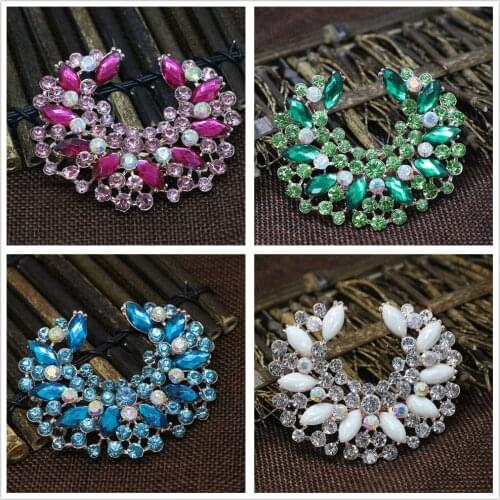 Newly 8 colors crystal rose gold-color big moon brooch Bohemia rhinestone pins for women elegant jewelry W