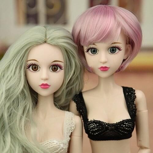 1/4 Dolls Head Cute 3D Green Blue Eyes Female Doll Head With Makeup Bald