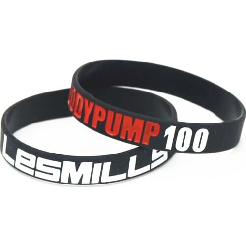 1PC Hot Sale Fashion Les Mills BODY PUMP 100 Silicone Wristband Sports Barbell Silicone Bracelets & Bangles Jewelry Gift SH201