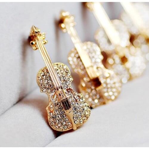 1pc New fashion violin brooch badge jewelry alloy diamond rhinestone craft clothing accessories clothes jewelry gifts