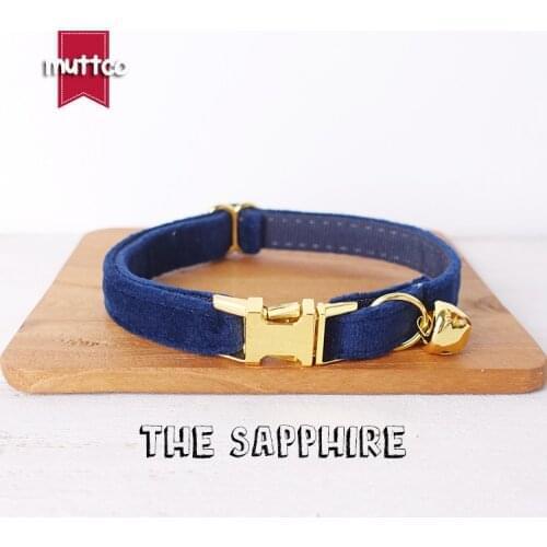 10pcs/lot MUTTCO retail with platinum high quality metal buckle collar for cat THE SAPPHIRE design cat collar 2 sizes UCC078B