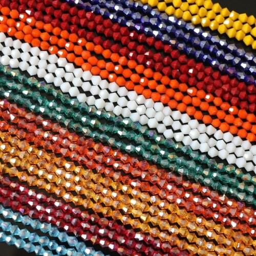 Newly bicone tip faceted glass 4*4mm crystal 14 colors fashion diy high grade jewelry making 110pcs B1099