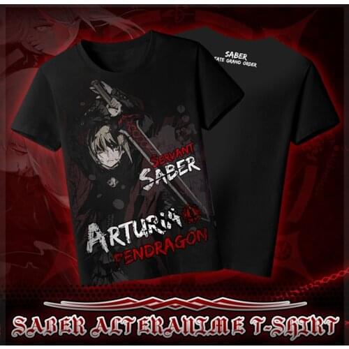 Anime JK Fate Grand Order Cosplay Shirt FGO Arturia Pendragon Saber Alter Casual T-Shirt tshirt t shirt Tops Tee Women Men