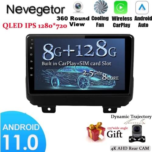 Car Radio For Jeep Wrangler 4 JL 2018 2019 No 2din 2 Din Dvd Android 10 Carplay 360 Camera with Canbus Multimedia Video Player