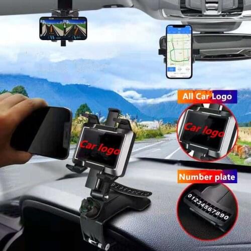 Car Logo Universal Car Mobile Phone Bracket GPS Mount In Dashboard Rear View Mirror Sunshade Baffle Phone Holder Car supplies