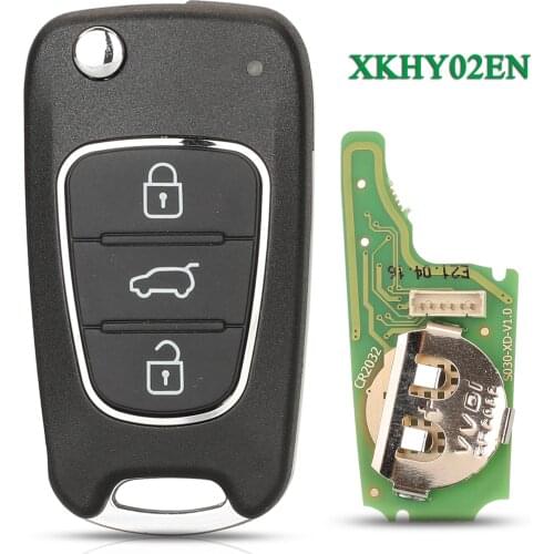 Bilchave 3 Buttons Flip Remote Car Key XKHY02EN VVDI Wired Universal For Hyundai Style Xhorse VVDI Tool