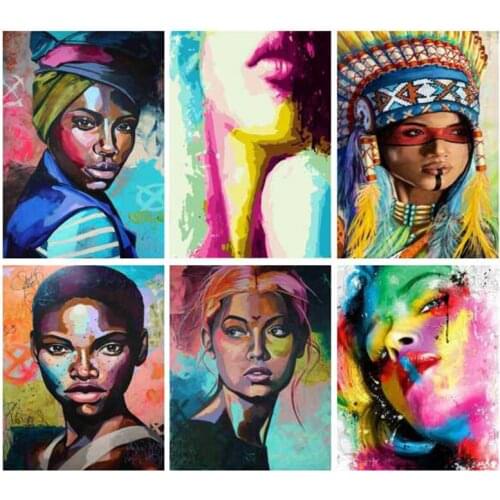 DIY frame girl oil painting digital adult color paint wall art picture for living room home decoration