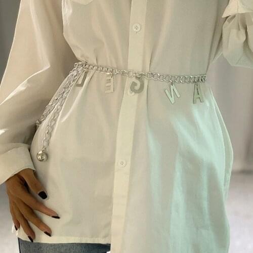 Women Girls DIY Letter Waist Chain Belt Women Chain Alloy Belly Chain Body Jewelry Party For Women