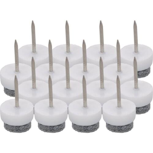 MroMax Felt Foot Nails CB-14 Plastic+Metal White/Brown 14/17/24/28mm Felt Nails Total Height 24mm Cap Height 9mm 16/26/36/46pcs