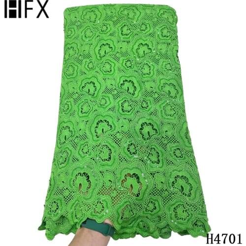 HFX African Lace Fabric 2021 Cord Lace Fabric With Sequins Nigerian Lace French Guipure Lace Mesh Lace Fabric 5 yards For Party