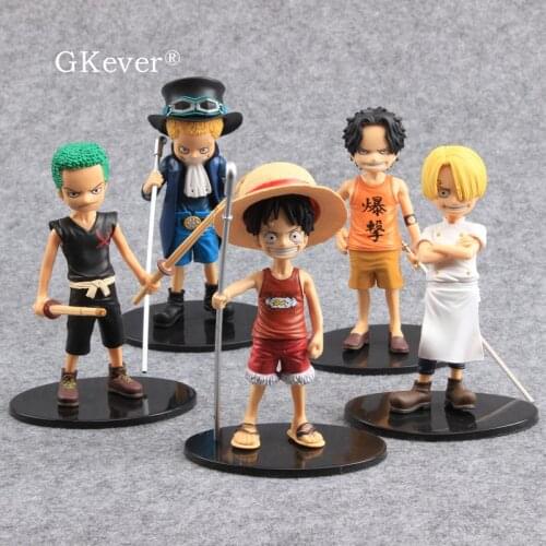 5 Pcs/set 14-15 cm One Piece Figure Toys Luffy Nami Robin Zoro Sanji Chopper Usopp Brook Franky Pirates PVC Model Kids Gift