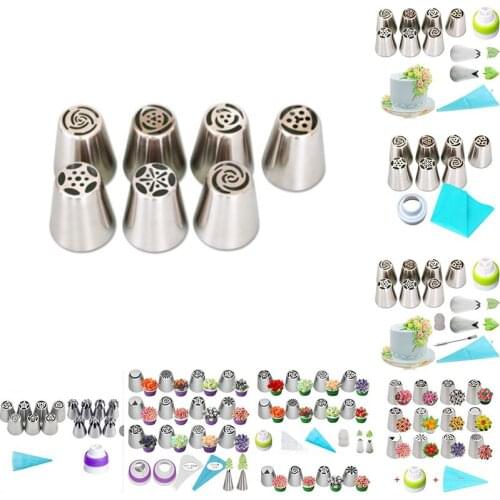 Cake Tools Russian Tulip Icing Piping Nozzles Stainless Steel Flower Cream Pastry Tips Nozzles Bag Cupcake Cake Decorating 1Set