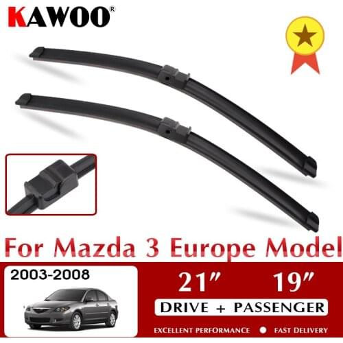 KAWOO Wiper Car Wiper Blade For Mazda 3 Europe Model 2003-2009 Windshield Windscreen Front Window Accessories 21"+19" LHD RHD
