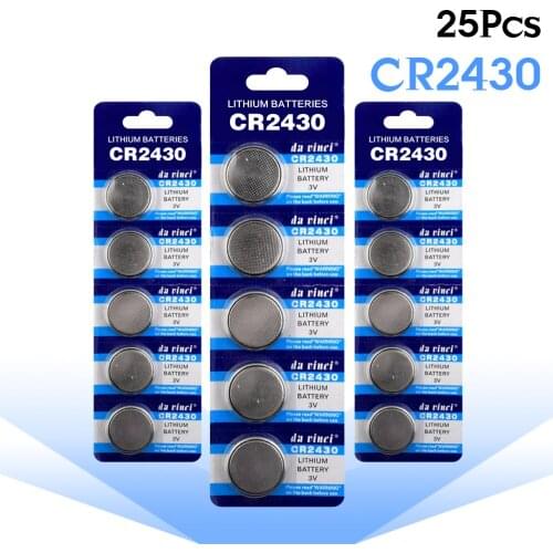 25PCS 3V DL2430 BR2430 ECR2430 CR2430 Watch Button Coin Cells Lithium Battery Watch Batteries Piles Bouton
