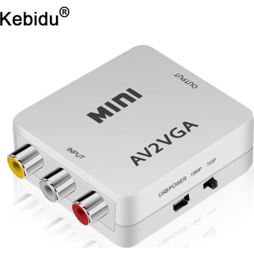 1080P Mini Video Convertor RCA AV to VGA Video Converter Conversor with 3.5mm Audio AV2VGA / CVBS + Audio to PC HDTV Converter