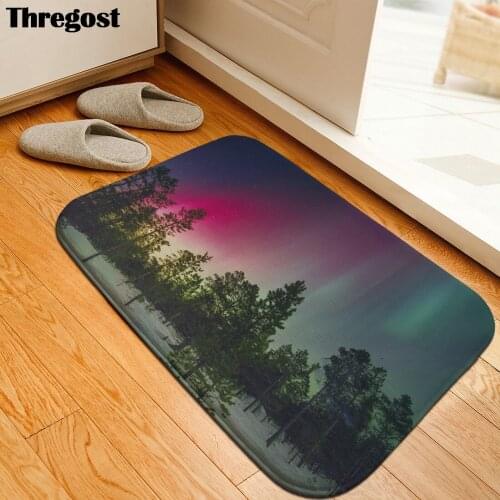 Thregost Microfiber Kitchen Washable Rugs Flannel Scenic Print Carpet for Living Room Door Mats Absorbent Water Bathroom Mat