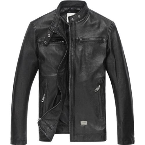 Luxury Men Jacket Parka Fashion 2020 Genuine Leather Jackets Black Goat Skin Jaqueta De Couro Male Coat FYY581