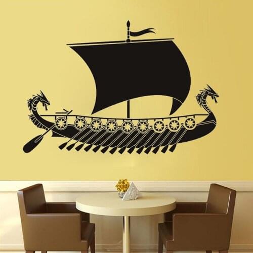 New Design Dragon Viking Ship Wall Sticker Boat Decal Living Room Bedroom Home Decor Vinyl Art Wallpaper Decoration
