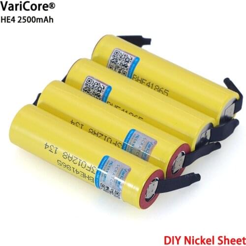 New Original HE4 2500mAh Li-lon Battery 18650 3.7V Power Rechargeable batteries Max 20A,35A discharge + Nickel sheet