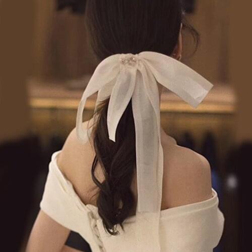 Simple White Satin Bow Hairpin Tiara Large Bows Ribbon Chiffon Fabric Hair Clips Pins Bride Bridesmaid Wedding Dress Accessories