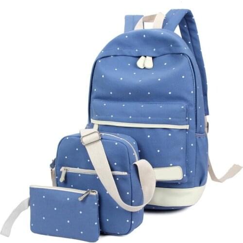 Hot Selling 3pcs Set Backpack With Purse Women Lady Girl Canvas For Outdoor Shopping School