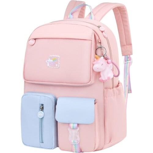 Korean Fashion Rainbow Shoulder Strap School Bag for Teenagers Girls Childrens Waterproof Backpacks Kids Schoolbags Mochilas