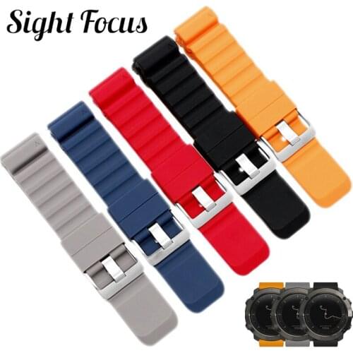 Sight Focus 24mm Rubber Watchband For Suunto D5, Watch Band For Suunto 9 watch Strap For Spartan Ranneke wristband Black Orange